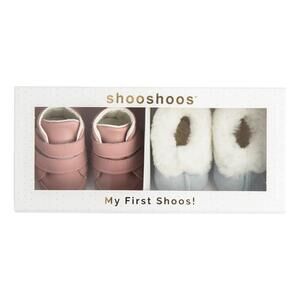 NEW SHOOSHOOS baby shoes booties slippers gift in white pink
